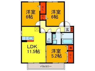 ラパン久宝寺Ｂ棟の物件間取画像